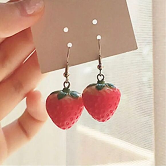 Strawberry Dangle Earrings - Picture 1 of 5